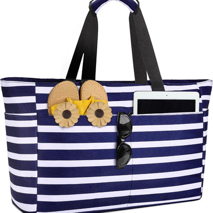Ultimate Beach Tote | Extra Large Waterproof Bag with Zippered Wet Compartment | Lightweight & Foldable for Easy Travel