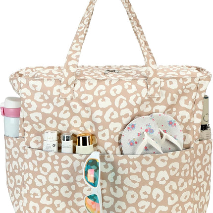 Coastal Collection | Large Waterproof Beach Tote Bag with Zipper & Wet Pocket | Versatile for Travel, Gym, and Grocery