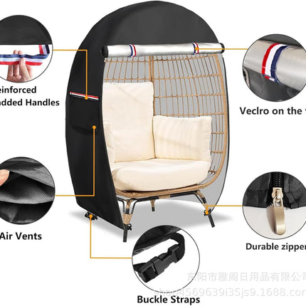 Egg Chair Cover Waterproof with Double Zipper, Patio Furniture Covers for Hanging Egg Chair – image 13