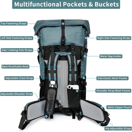 Adventure Gear | 50L Hiking Backpack with Internal Frame & Lightweight Design | Durable Travel Bag for Mountain Climbing and Camping