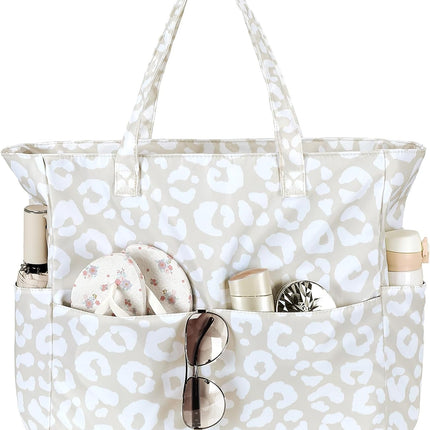 Coastal Collection | Large Waterproof Beach Tote Bag with Zipper & Wet Pocket | Versatile for Travel, Gym, and Grocery