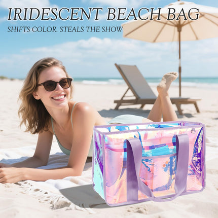 Vepine Beach Tote Bag | Waterproof Sandproof Jelly Beach Bag with Zipper | Stylish & Spacious for Pool and Cruise Essentials