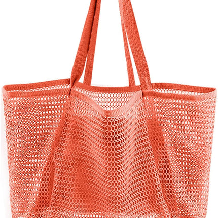 Summer Vibes | Mesh Beach Tote Bag with Large Inner Pocket | Sandproof Design for Effortless Travel