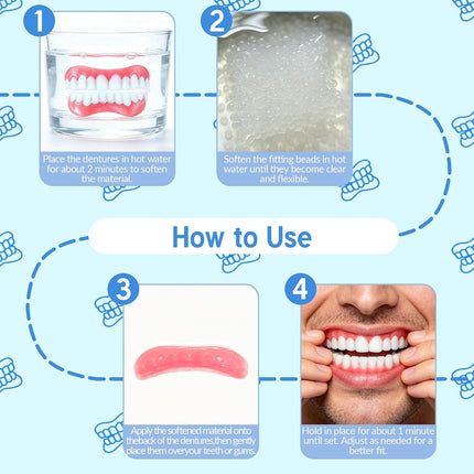 Vepine Complete Dentures Set  | Temporary Cosmetic Smile Cover for All with Natural Look | Reusable Teeth Cover
