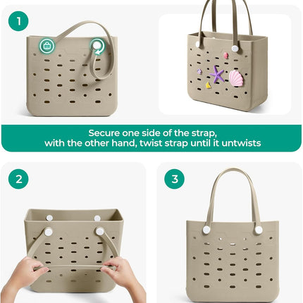 Vepine Water-Resistant Rubber Tote Bag with Sandproof Design | Stylish Vacation Essential for Summer Fun