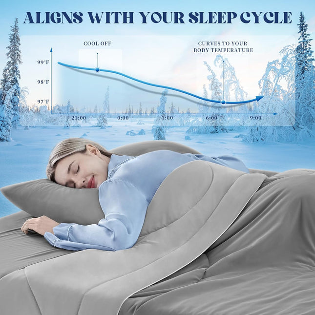 Cooling Comforter | Double-Sided Cooling Blanket for Hot Sleepers | Breathable Ice Fabric for Ultimate Comfort