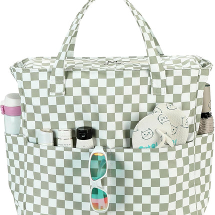 Coastal Collection | Large Waterproof Beach Tote Bag with Zipper & Wet Pocket | Versatile for Travel, Gym, and Grocery