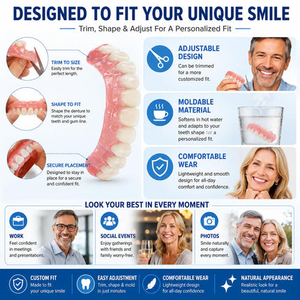 Vepine Complete Denture Set | Full & Partial Dentures with Easy-to-Use Tool Kit | Create Your Ideal Smile at Home