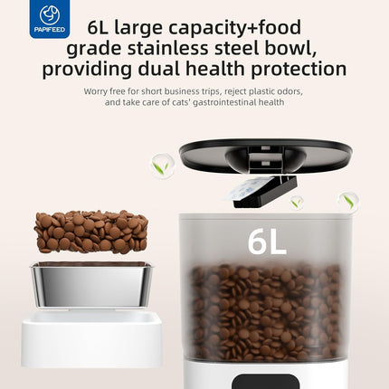 Automatic Cat Feeder with App Control & WiFi Connectivity | 6L Capacity for Scheduled Meals and Portion Control