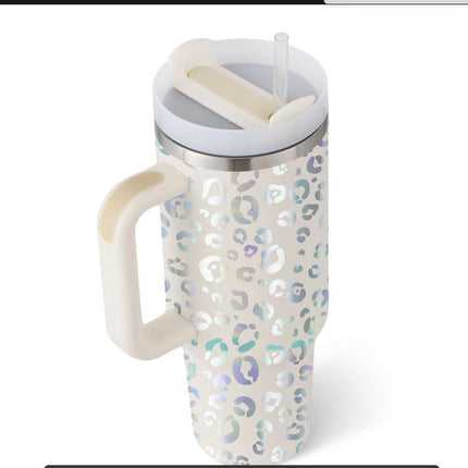 40 Oz Insulated Tumbler with Handle & Straw | Double-Wall Vacuum Insulation for Hot or Cold Beverages