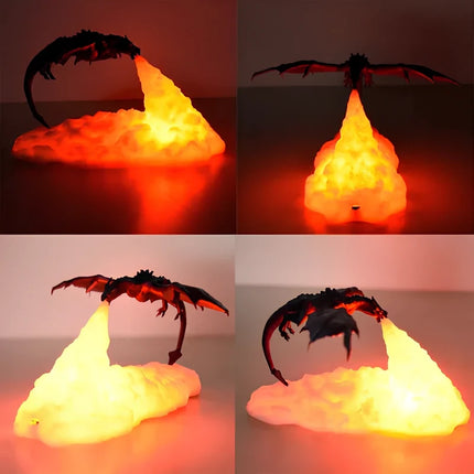 3D-Printed Dragon Night Light with Fiery Glow | Rechargeable LED Decor for Fantasy Lovers