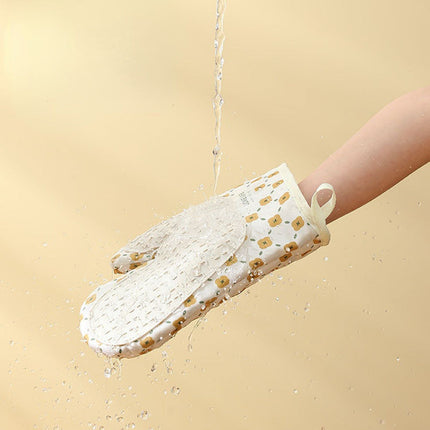 Heat Resistant Cotton Silicone Oven Mitts with Anti-Slip Grip | Safe Cooking for Hot Dishes and Pans