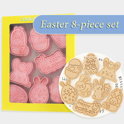 Cartoon Biscuit Mold 8-Piece Set in Fun Shapes | Creative Baking Tool for Adorable Easter Cookies