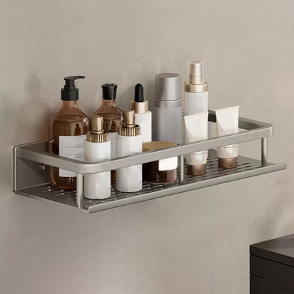 Wall Mounted Bathroom Shelves with Adhesive or Drill Mounting, Gray Metal Bathroom Organizer – image 21