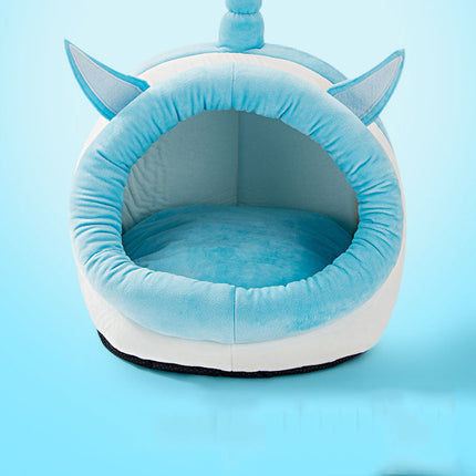 Semi-Closed Pet Bed with Washable Cushion | Cozy Sleeping Space for Dogs and Cats
