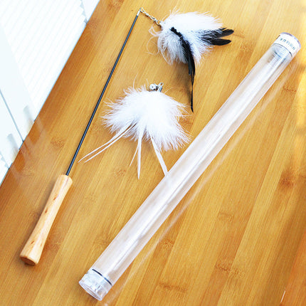 Funny Cat Stick with Flexible Wooden Handle & Telescopic Rod | Engaging Playtime Toy for Active Cats