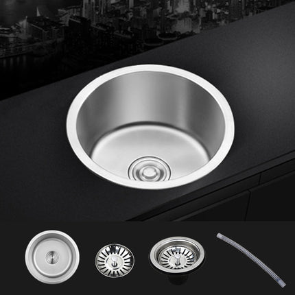 Round Stainless Steel Kitchen Sink, Single Bowl Drop In Bar Sink with Drain Strainer – image 26