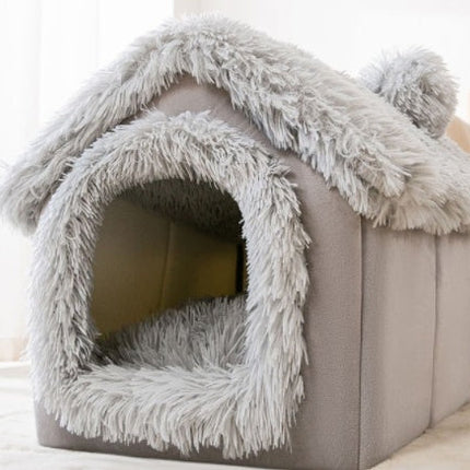 Cozy Foldable Pet House with Self-Warming Fabric | Durable & Portable Winter Bed for Dogs and Cats