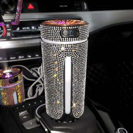 Diamond Car Humidifier & LED Aromatherapy Diffuser with Ultrasonic Technology | Stylish Hydration for Home, Office, and Travel