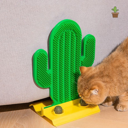 Cat Hair Scrubber Toy with Corner Tickle Design for Grooming & Play | Includes Catnip Balls and Stylish Base