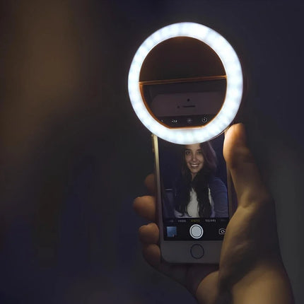 Clip-On Selfie Ring Light with Adjustable Brightness | Portable Lighting for Perfect Photos and Videos
