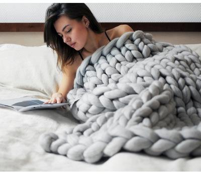 Chunky Knit Throw Blanket, Soft Blanket for Couch and Bed