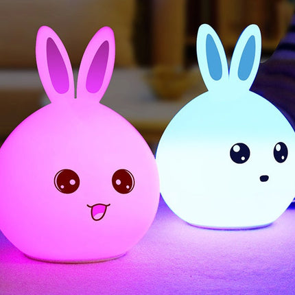 Cute Colorful Silicone Rabbit Lamp with USB Charging | Adjustable Night Light for Kids' Rooms