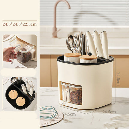 360° Rotating Utensil Holder with 4 Compartments | Durable Organizer for Effortless Kitchen Access