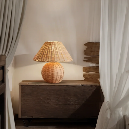 Bamboo Table Lamp with Minimalist Design | Eco-Friendly Lighting for Serene Home Decor