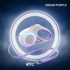 Retractable Dog Leash with LED Light System | One-Hand Control for Safe Night Walks and Tangle-Free Adventures
