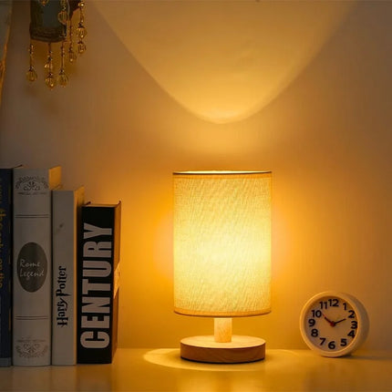 Dimmable Organic Glow Lamp with Remote Control | Natural Wood and Cloth Design for Adjustable Lighting