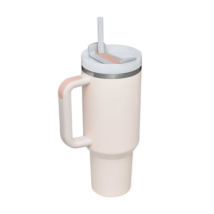 40 Oz Insulated Tumbler with Handle & Straw | Double-Wall Vacuum Insulation for Hot or Cold Beverages