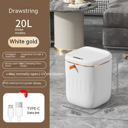 Automatic Smart Trash Can with UV Sterilization & Waterproof Design | Touch-Free Hygiene for Kitchen and Bathroom