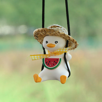 Cute Duck Hanging Ornament for Car Rearview Mirror | High-Quality Resin Pendant for Stress Relief and Decoration