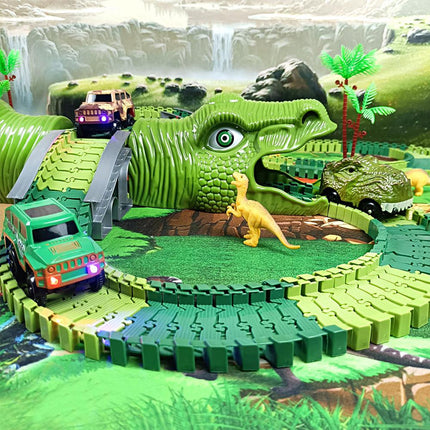 Dinosaur Race Track for Kids, Flexible Race Track Toys with LED Dino Car and 160 Pieces – image 7