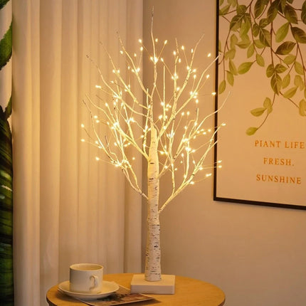 Nordic Birch Tree Light with 144 Warm White LEDs | Cordless Decorative Accent for Cozy Ambiance