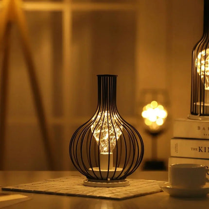 LED Table Lamp, Metal Wire Cage Desk Lamp with Warm White Ambient Light – image 6