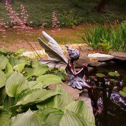 Sitting Fairy Garden Statue, Winged Fairy Garden Figurine – image 5