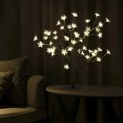 Cherry Blossom Tree Decoration with Warm White LED Lights | Elegant Centerpiece for Cozy Ambiance and Relaxation