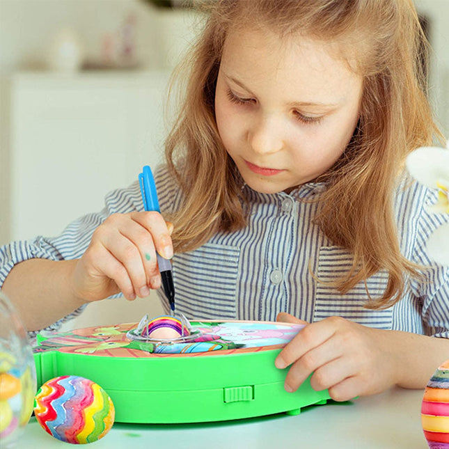 Easter Egg Decorating Kit, Spinning Egg Decorator with 8 Pens and 3 Plastic Easter Eggs