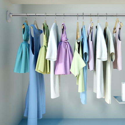 Adjustable Closet Rod No Drill, Stainless Steel Rod for Hanging Clothes