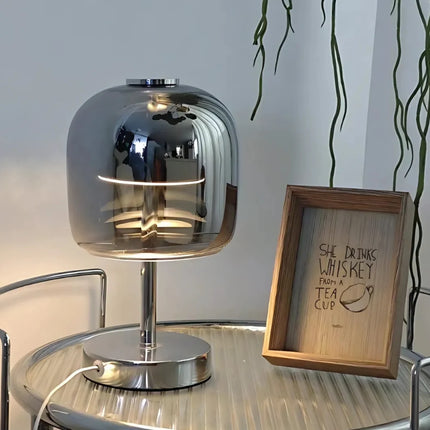 Modern Table Lamp with Dimmable Lighting and USB Power | Premium Iron and Glass Design for Ambient Atmosphere