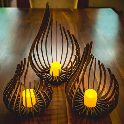 Handcrafted Wooden Candle Holder with Teardrop Design | Elegant DIY Assembly for Serene Ambiance