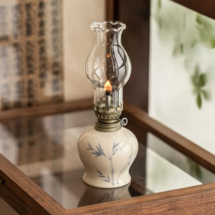 Ceramic Oil Lantern with Adjustable Flame Control | Handcrafted Décor for Cozy Ambiance