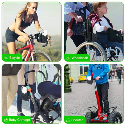 Cup Holder with Phone Holder for Stroller and Bike, Water Bottle Holder for Walker or Wheelchair