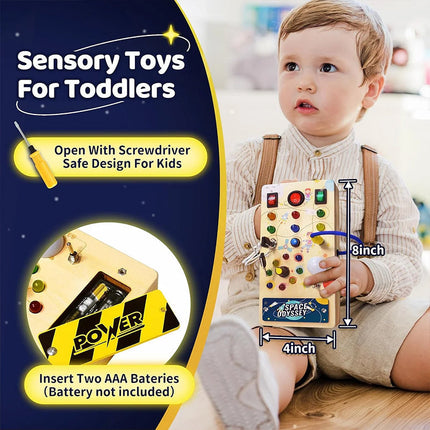 Montessori Busy Board with 15 LED Lights, Educational Toy – image 8