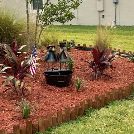 Outdoor Water Fountain, Resin Garden Fountain with Owl and Rooster Figures