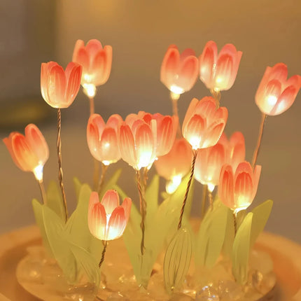 Tulip Light Under Glass Dome with 10 Warm White LEDs | Elegant Home Decor for Ambiance and Meaningful Gifting