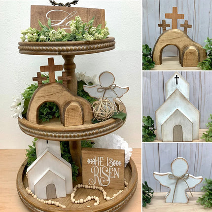 Jesus Tomb Tiered Tray Decor, Jesus Easter Church and Angel – image 7
