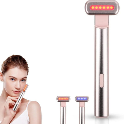 Red Light Therapy Face Wand with Micro-Vibration & Heat | Professional Anti-Aging Device for Glowing Skin